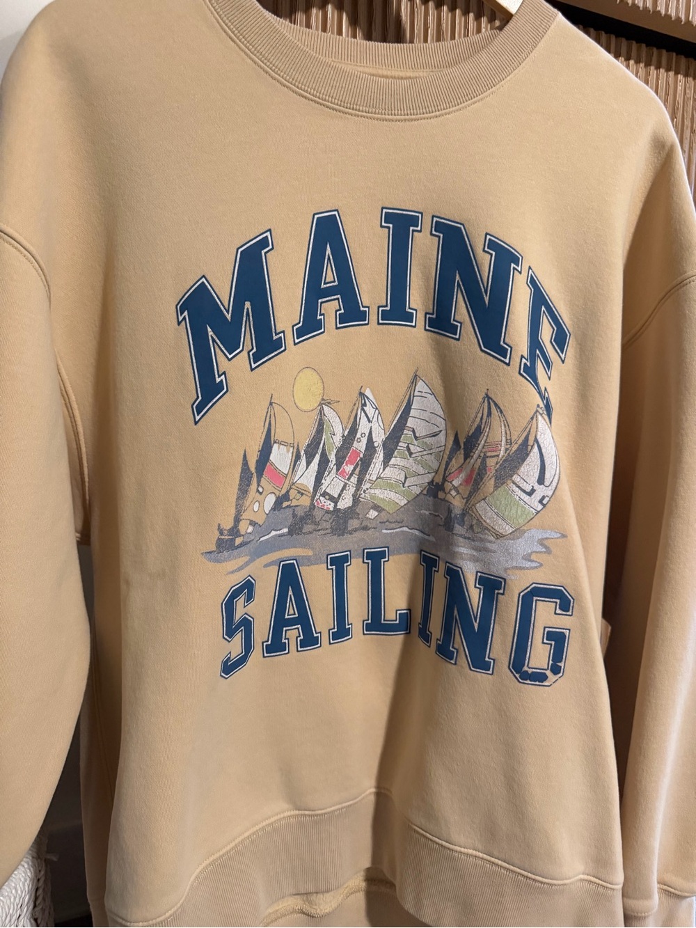 Maine Sailing Graphic Crewneck Sweatshirt - yellow